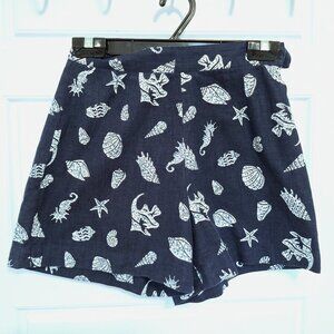 High Rise Golf Shorts with Blue and White Marine Theme
